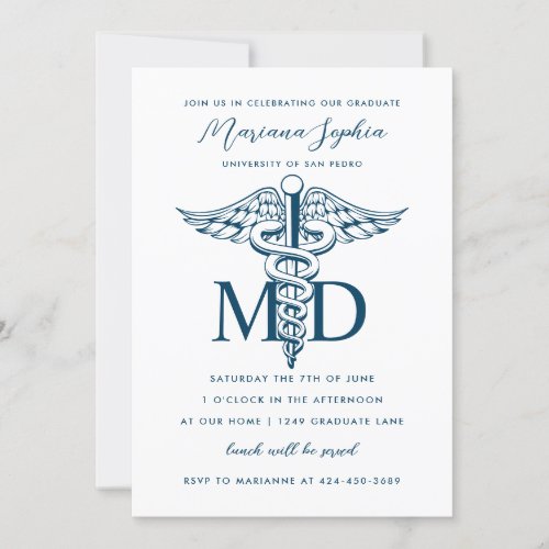 MD Doctor of Medicine Graduation Custom Color Invitation