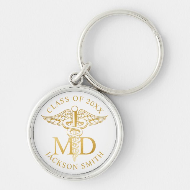 MD Doctor of Medicine Graduation Custom Color Keychain (Front)