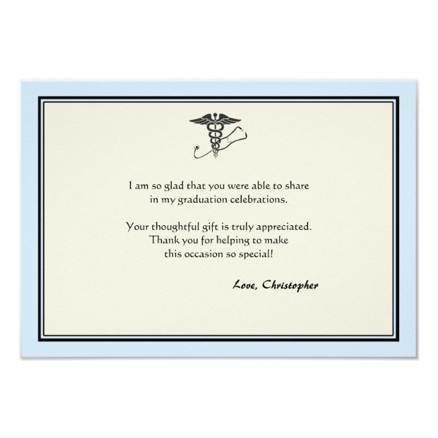 MD Graduation Blue Thank You Note Card