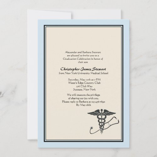 MD Graduation Invitation Blue
