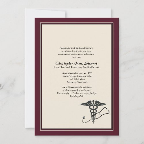 MD Graduation Invitation Crimson
