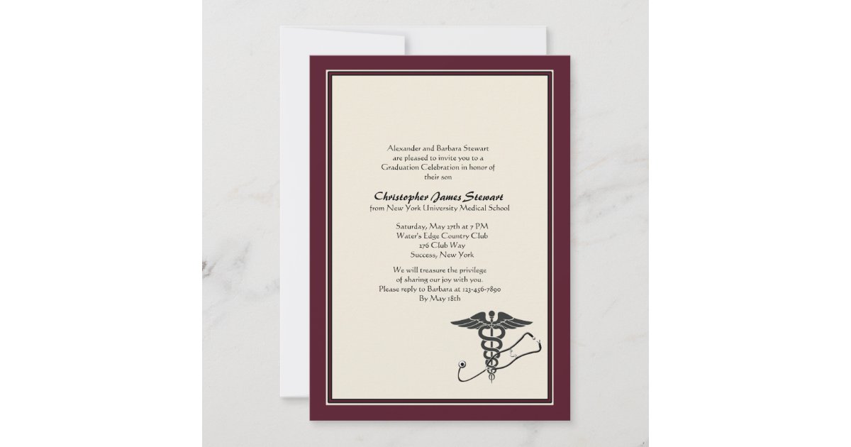 MD Graduation Invitation Crimson Zazzle MD Graduation Invitation Crimson Zazzle