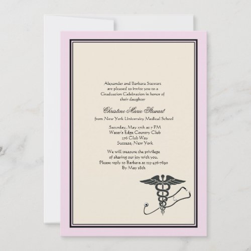 MD Graduation Invitation Pink