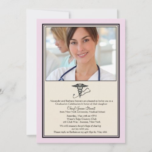 MD Graduation Pink Photo Invitation