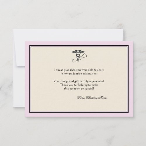 MD Graduation Pink Thank You Notecard