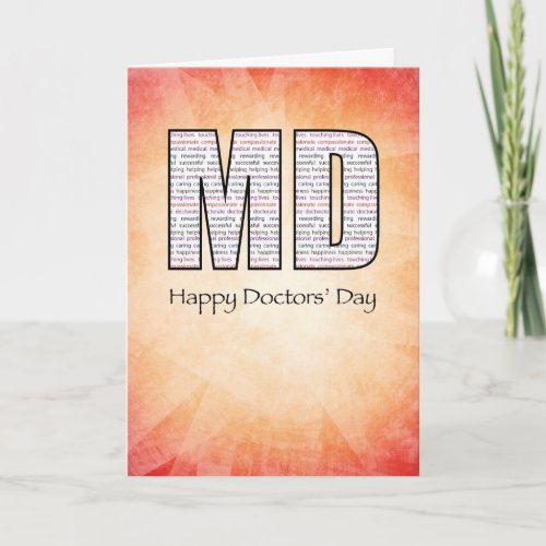MD Happy Doctors Day with Red and Yellow Backgrou Card