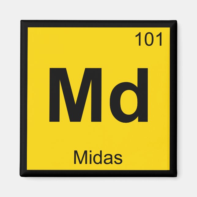 Md - Midas Greek Chemistry Periodic Table Symbol Magnet (Front)