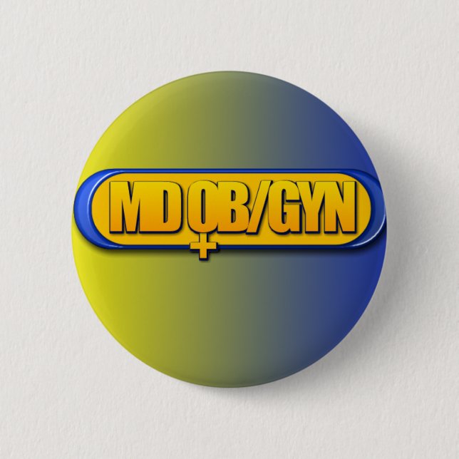 MD OB/GYN LOGO OVAL OBSTETRICS GYNECOLOGY PINBACK BUTTON (Front)