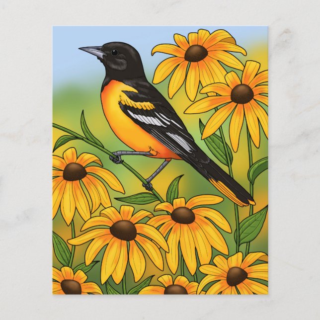MD State Bird Oriole & Black-eyed Susan Flower (Front)