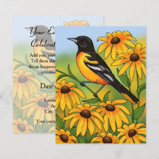 MD State Bird Oriole & Black-eyed Susan Flower Invitation