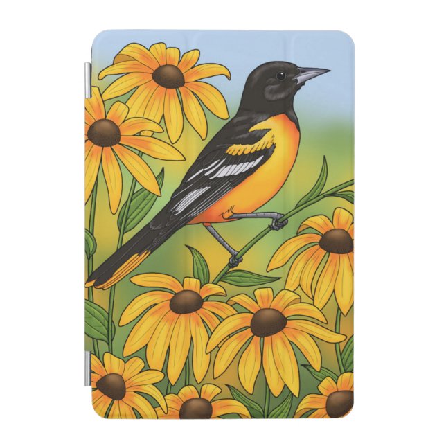 MD State Bird Oriole & Black-eyed Susan Flower iPad Mini Cover (Front)