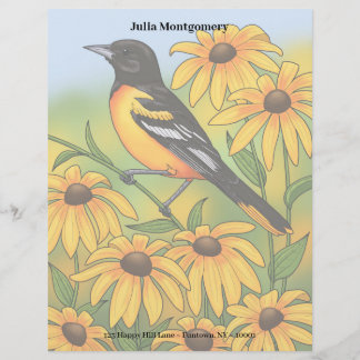MD State Bird Oriole & Black-eyed Susan Flower Letterhead