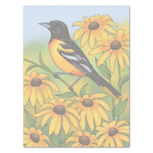 MD State Bird Oriole  Black_eyed Susan Flower Tissue Paper