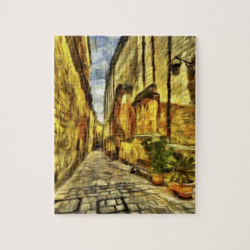 Mdina Street Malta Van Gogh Jigsaw Puzzle