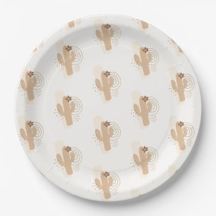Mdoern Minimalist Boho Desert Cactus Baby Shower Paper Plates