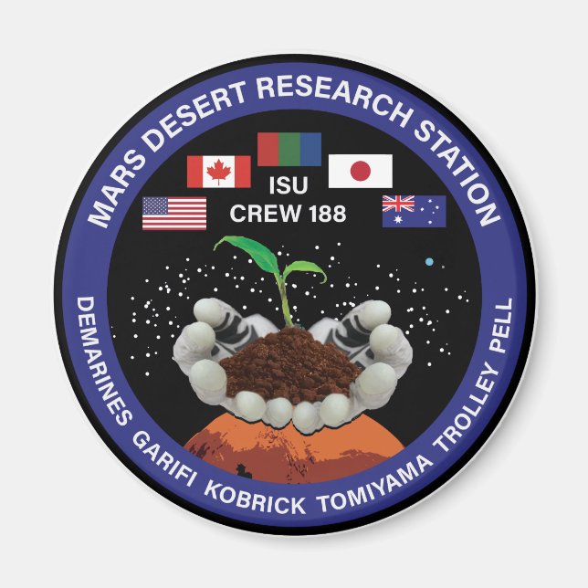 MDRS Crew 188 Magnetic Button Magnet (Front)