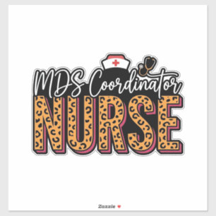 MDS Coordinator Nurse Vintage Leopard Shirt Design Sticker