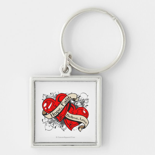 MDS Hope Faith Dual Hearts Keychain (Front)