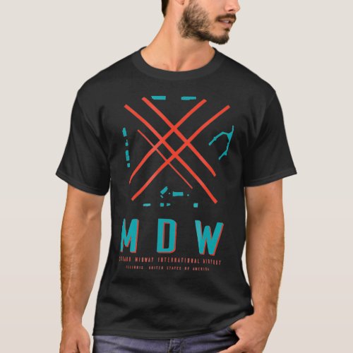 MDW Chicago Midway Intl Airport Art T_Shirt