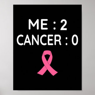 Me 2 Cancer 0 Breast Cancer Awareness Pink Ribbon Poster