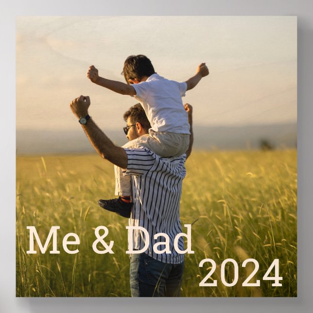 Me and Dad Memory Photo Customizable Wood Photo Tile (Front Set)