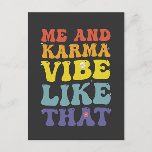 Me And Karma Vibe Like that Funny Groovy VIntage  Postcard