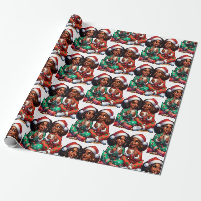 Me and My Bestie - Black Girl Wrapping Paper (Unrolled)