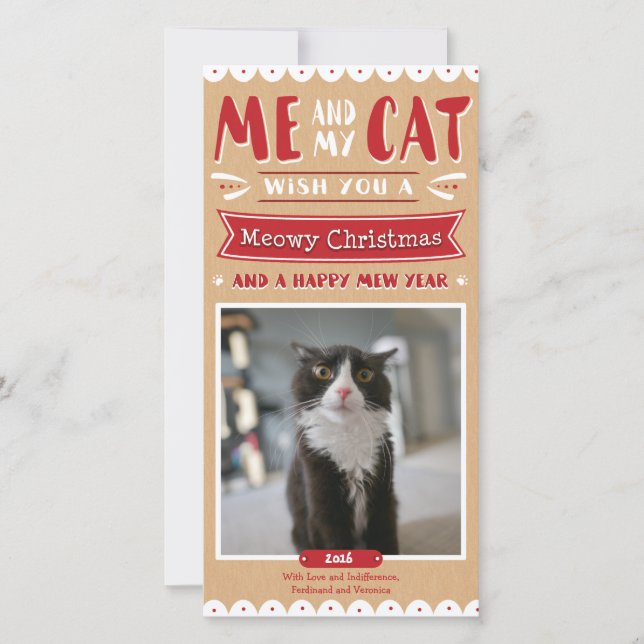 Me and My Cat Christmas 4x8 Photocard Holiday Card (Front)