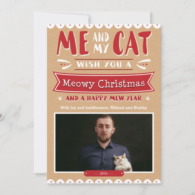 Me and My Cat Christmas 5x7 Card (Front)