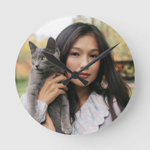 Me and My Cat photo on Small Round Wall Clock