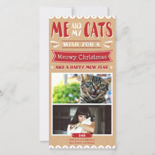 Me and My Cats Christmas 4x8 Photocard (2 Images) Holiday Card