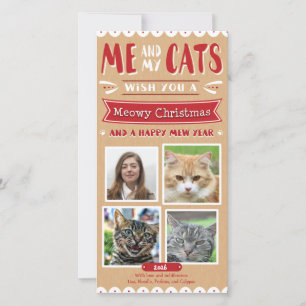 Me and My Cats Christmas 4x8 Photocard (4 Images) Holiday Card