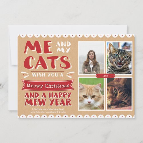 Me and My Cats Christmas 5x7 Photocard 4 Images Holiday Card