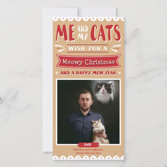 Me and My Cats Christmas Photocard (1 Image) Holiday Card (Front)