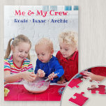 Me and My Crew Personalized Kids Photo Jigsaw Puzzle<br><div class="desc">Personalized photo jigsaw puzzle for toddlers. The photo template is set up for you to add one of your favorite pictures, which will be displayed in portrait format. Your photo has a custom text overlay in cute and quirkly lettering. The sample wording reads "My & My Crew [name(s)]" and, of...</div>