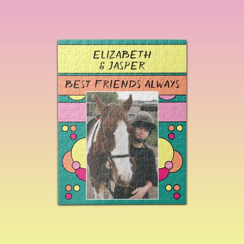 Me and my horse best friends kids green jigsaw puzzle