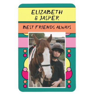Me and my horse best friends kids green photo magnet