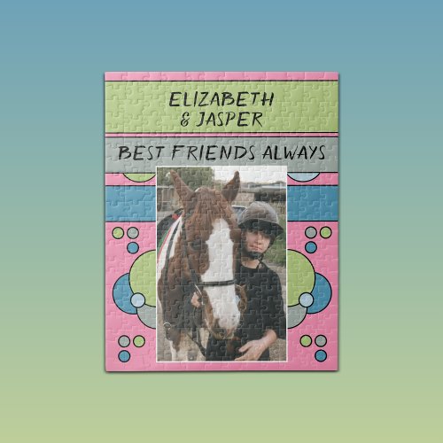 Me and my horse best friends kids pink jigsaw puzzle
