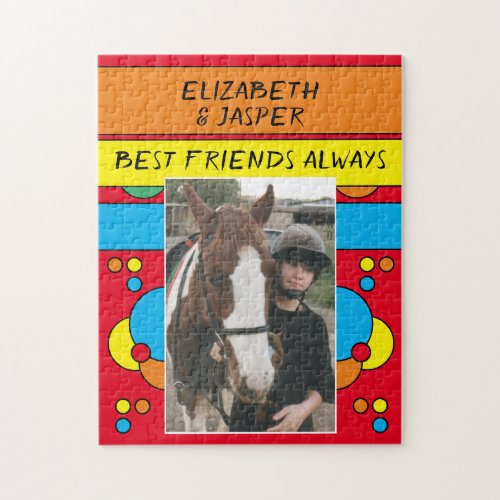 Me and my horse best friends kids red jigsaw puzzle
