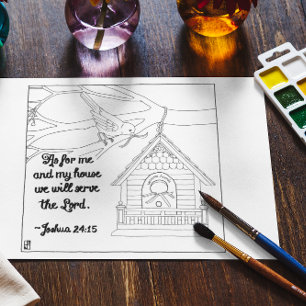 Me and My House Scripture Coloring Postcard