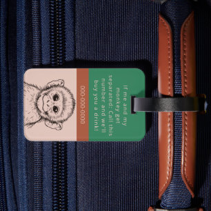 Me and my monkey funny version 3 luggage tag