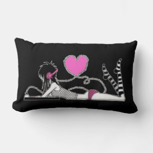 Me and My Music Black and White Pillow