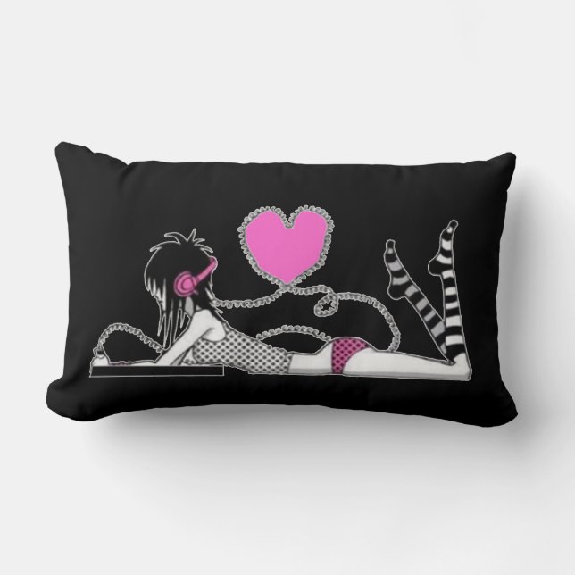 Me and My Music Black and White Pillow (Front)