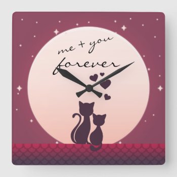 Me And You Forever Romantic Cats In Love Clock by Pick_Up_Me at Zazzle