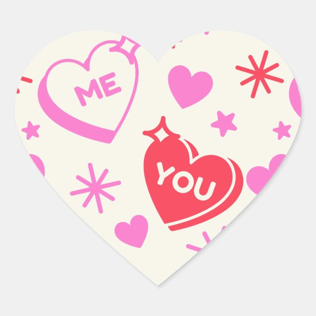 Me and You Romantic Hearts Sticker (Front)