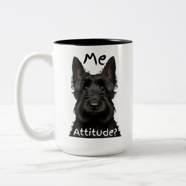 Me Attitude Scottish Terrier Two-Tone Coffee Mug (Left)