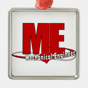 ME BIG RED LOGO MECHANICAL ENGINEER METAL ORNAMENT