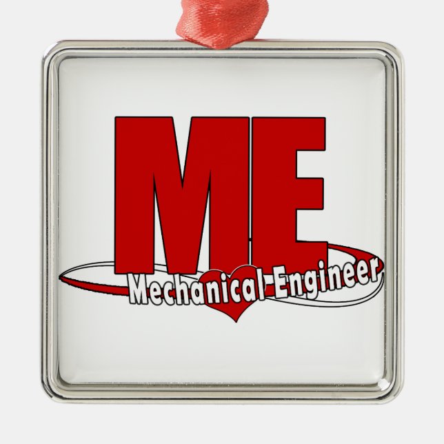 ME BIG RED LOGO MECHANICAL ENGINEER METAL ORNAMENT (Front)