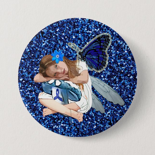 ME/CFS Angel Fairy Girl Awareness Ribbon Button (Front)