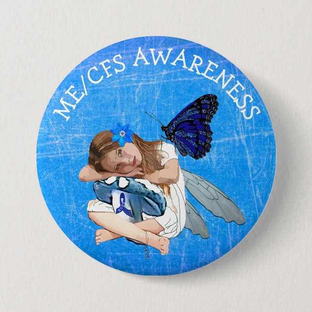 ME/CFS Angel Fairy Girl Awareness Ribbon Button (Front)